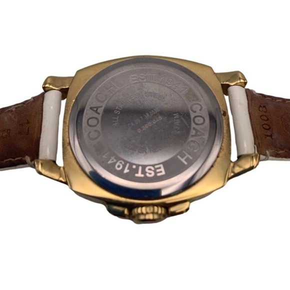 COACH Boyfriend Gold-tone Patent Leather Ladies Wristlet Watch - Picture 7 of 8